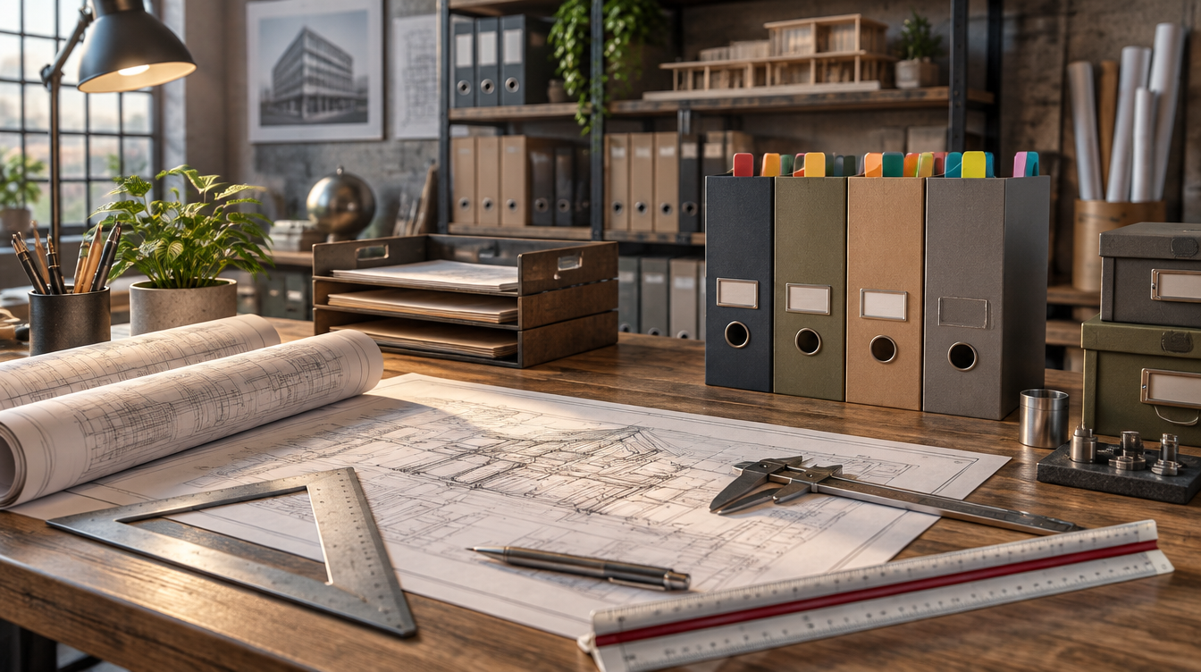 Mesa técnica de ingeniería gráfica y documentación de especificaciones de archivos